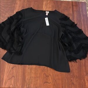 Elegant Black Ruffled Women's Top Chicos XL